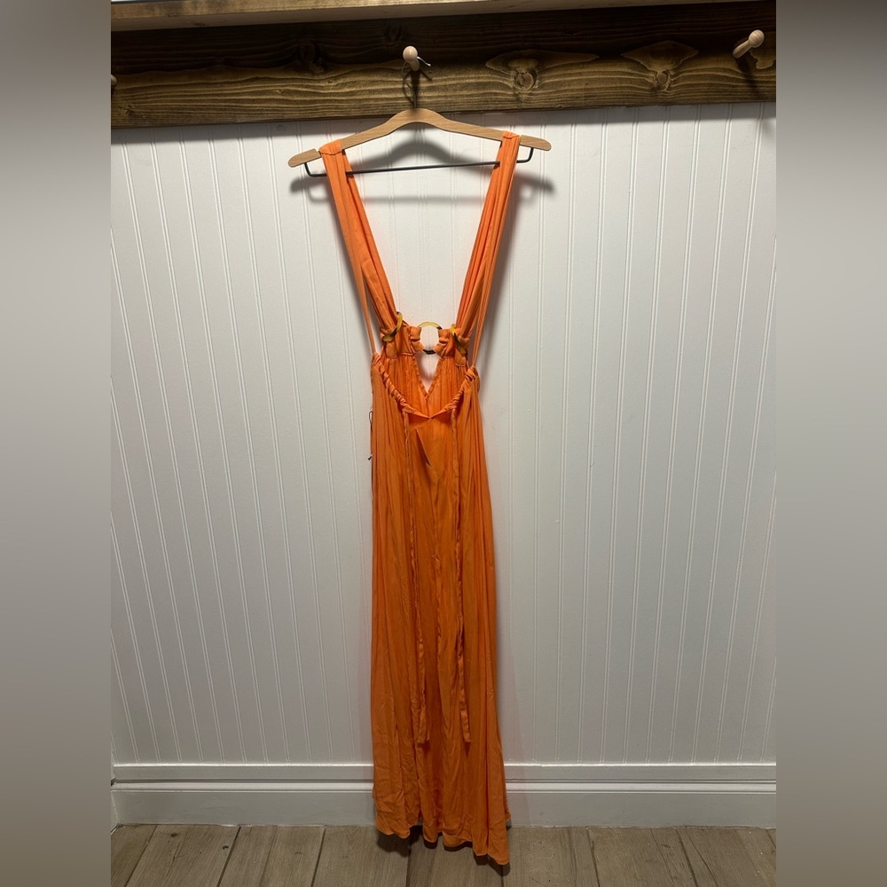 Forever 21 Vibrant Orange Halter Swimsuit Coverup Sz. L - Picture 2 of 5